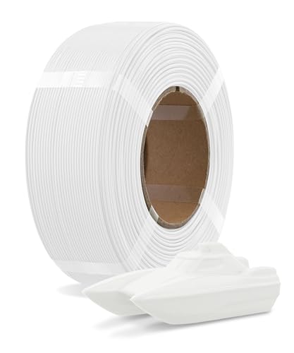 OVERTURE Refill PETG 1.75mm Spoolless 3D Printer Filament, 1kg (2.2lb) Refilament for Bambu Lab Reusable Spool, Accuracy +/- 0.02 mm, Fit Most FDM 3D Printers(White)