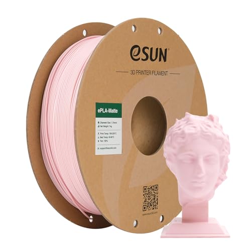 eSUN Matte PLA Filament 1.75mm, Matte 3D Printer PLA Filament, 1KG Spool 3D Printing Filament for 3D Printers, Paper Reel, Peach Pink