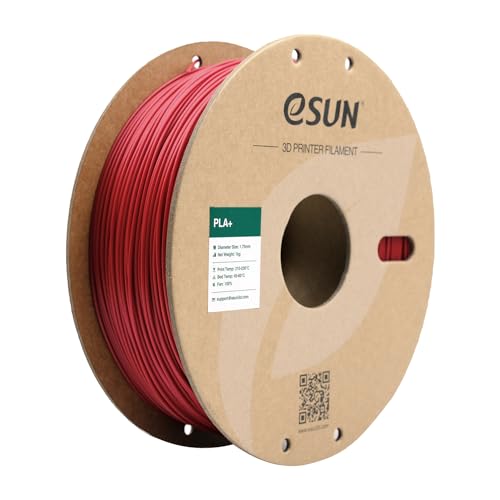 eSUN PLA+ Filament 1.75mm, 3D Printer Filament PLA Plus, Dimensional Accuracy +/- 0.03mm, 1KG Spool (2.2 LBS) 3D Printing Filament for 3D Printers, Fire Engine Red