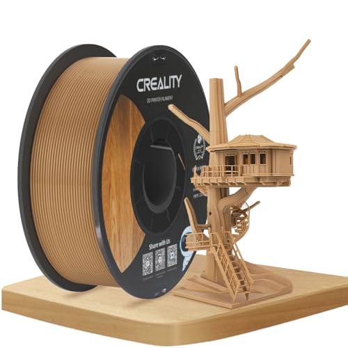 Official CREALITY Wood Filament PLA 1.75 mm, Wood 3D Printer Filament, More Than 30% Real Wood, Smooth Silk Texture, Toughness, 1kg(2.2lbs)/Spool 3D Printing Filament, for All FDM 3D Printers