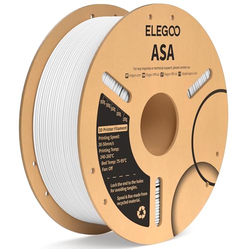ELEGOO ASA Filament 1.75mm White 1KG, UV & Weather Resistant 3D Printer Filament Perfect for Outdoor Functional Parts, Dimensional Accuracy +/- 0.02mm, 1kg Spool (2.2lbs)