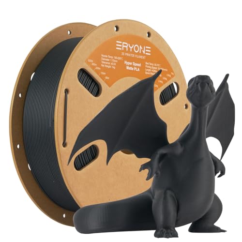 ERYONE High Speed Matte PLA Filament 1.75mm +/- 0.03mm, 30-500mm/s Rapid 3D Printing PLA Filament, Hyper Speed Matte PLA Filament Fit Most FDM Printer, 1kg (2.2LBS) / Spool, Black