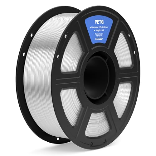 ELEGOO PETG Filament 1.75mm Transparent 1KG, 3D Printer Filament Dimensional Accuracy +/- 0.02 mm, 1kg Spool(2.2lbs) Fits for Most FDM 3D Printers