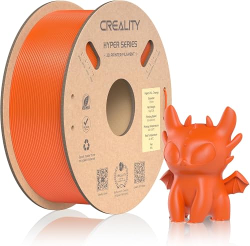 Official CREALITY Hyper PLA Filament 1.75mm, High Speed PLA 30-600mm/s Rapid 3D Printer Filament, Dimensional Accuracy +/-0.02mm, Stronger Toughness, Fit Most FDM 3D Printers，1KG(2.2lbs) Spool Orange