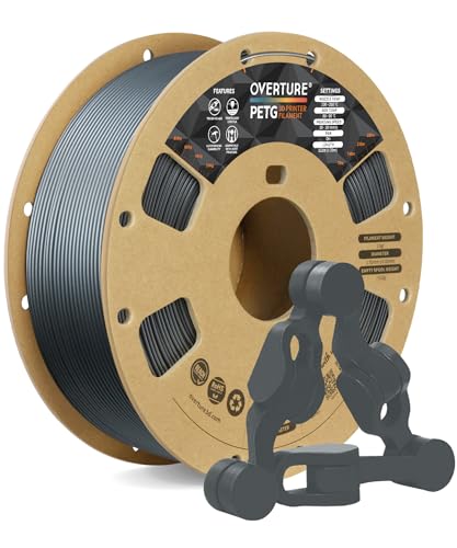 OVERTURE PETG 3D Printer Filament 1.75mm, Neatly Wound Durable PETG 1kg Spool (2.2lbs), Strong Toughness Filament, Dimensional Accuracy +/- 0.02mm, Fit Most FDM Printers (Space Gray)