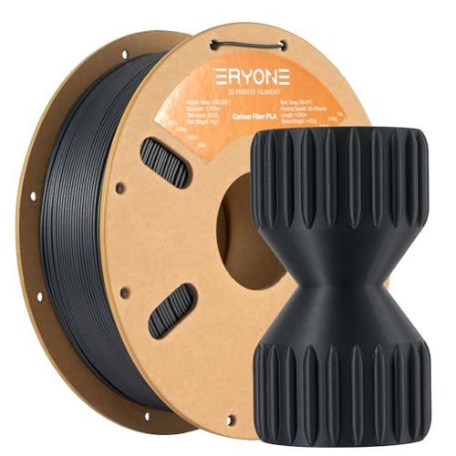 ERYONE Carbon Fiber Filament PLA, PLA-CF 3D Printer Filament No Warp Enhanced Toughness, +/- 0.03mm Accuracy 1KG Cardboard Spool(2.2LBS), Black