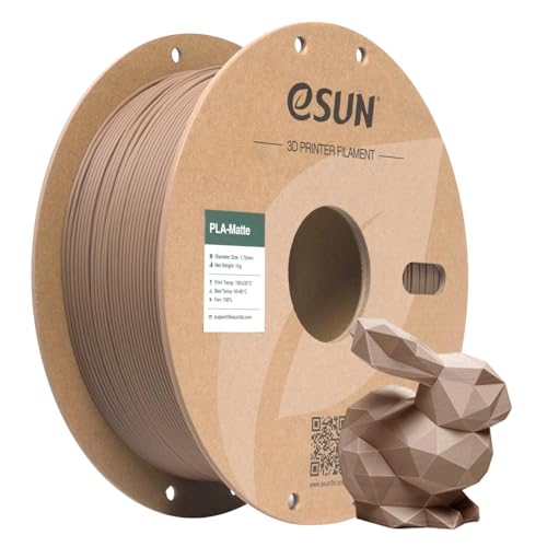 eSUN Matte PLA Filament 1.75mm, 3D Printing PLA Filament 1.75mm Dimensional Accuracy +/- 0.03mm, 1kg Carboard Spool (2.2lbs) for Most FDM 3D Printers, Brown