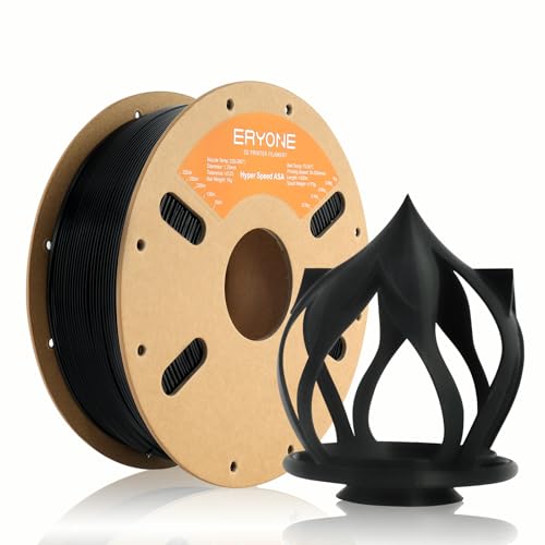 ERYONE High Speed ASA Filament for 3D Printer 1.75mm +/-0.03mm, Rapid ASA 3D Printing Filament, 30-200mm/s Hyper Speed ASA 1kg(2.2LBS)/Spool, Black