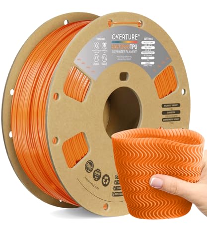 OVERTURE TPU High Speed Filament 1.75mm Flexible 95A Roll, 3D Printer Filament, Fit Most FDM Printer(HS TPU Orange)