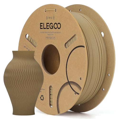 ELEGOO RFID PLA Filament 1.75mm Wood Color 1KG, Auto Identification 3D Printer Filament Compatible with Canvas, Dimensional Accuracy +/-0.02mm, 1kg(2.2lbs) Spool for Most 3D Printers