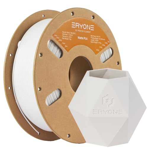 ERYONE Matte 3D Printer PLA Filament 1.75 +/- 0.03mm, Matte Filament PLA 1KG(2.2LBS) Spool, White