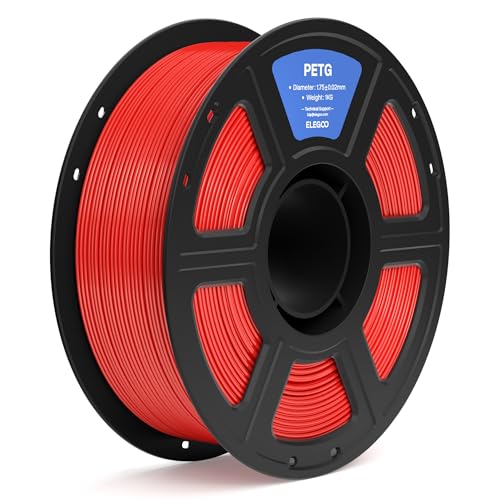 ELEGOO PETG Filament 1.75mm Red 1KG, 3D Printer Filament Dimensional Accuracy +/- 0.02 mm, 1kg Spool(2.2lbs) Fits for Most FDM 3D Printers