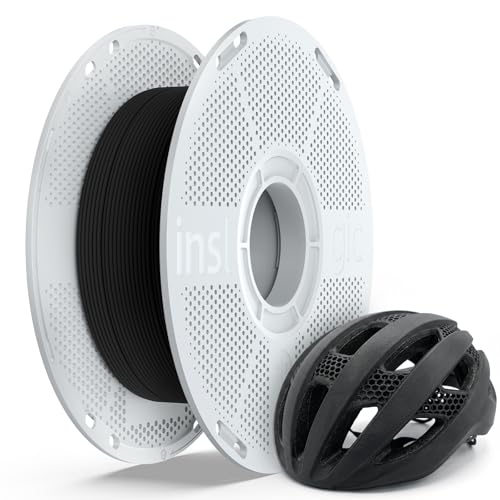 Inslogic PA6-CF20 Carbon Fiber Nylon Filament 1.75mm Black 0.5kg Spool, 20% Carbon Fiber Reinforced PA6 Filament, Low Warp & Wear Resistant for Functional Parts & Industrial Tools