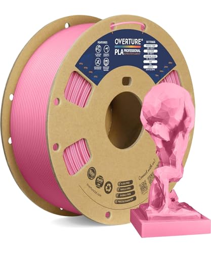OVERTURE PLA Plus (PLA+) Filament 1.75mm, Stronger & More Durable, Professional Toughness 3D Printer Filament 1kg (2.2lbs), High Precision +/- 0.02mm, Tangle-Free (Pink)