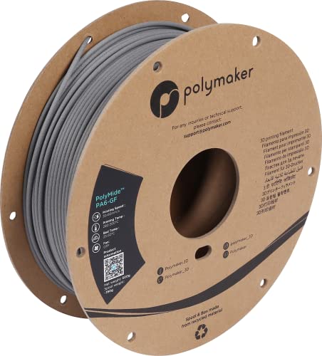 Polymaker PA6-GF Nylon Filament 2.85mm 0.5kg Grey Glass Fiber Nylon 3D Printing Filament - PolyMide PA6-GF Warp Free 3D Printer Filament