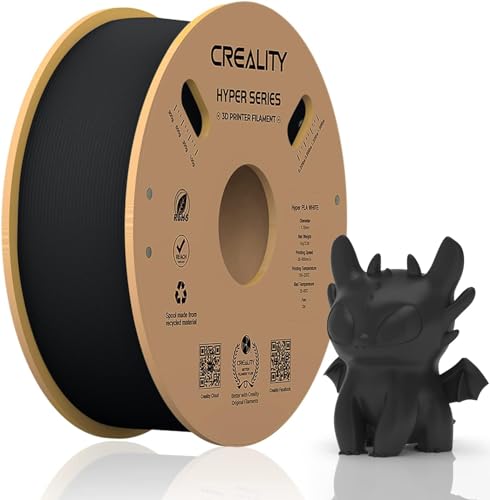 Official Creality Hyper PLA Filament 1.75mm, High Speed PLA 30-600mm/s Rapid 3D Printer Filament, Dimensional Accuracy +/-0.02mm, Fit Most FDM 3D Printers, 1KG(2.2lbs) Spool Black