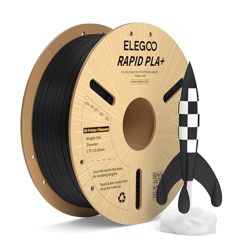 ELEGOO Rapid PLA Plus Filament 1.75mm Black 1KG, PLA+ 3D Printer Filament for 30-600 mm/s High Speed Printing, Dimensional Accuracy +/- 0.02 mm, 1kg Cardboard Spool(2.2lbs)