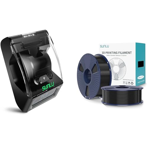 SUNLU PLA+2.0 3D Printer Filament Black+Black 2KG and SUNLU Official Filament Connector Easy to Use,200PCS PTFE Sleeve