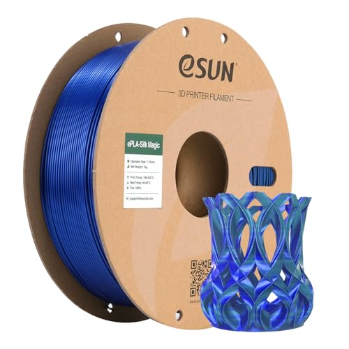 eSUN Silk Magic PLA Filament 1.75mm, Shiny Silk Dual Color Co Extrusion 3D Printer Filament, 1KG (2.2 LBS) Spool 3D Printing Color Change Filament for 3D Printers, Green Blue