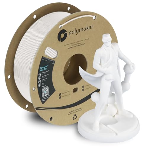 Polymaker PLA PRO Filament 1.75mm 1kg, Tough & High Rigidity White 3D Printing Filament, PolyLite PLA PRO 3D Printer Filament 1.75mm, Print with Most 3D Printers
