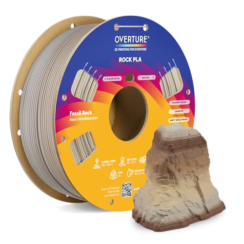OVERTURE Rock PLA Filament 1.75mm, Marble PLA 3D Printer Filament 1kg Spool (2.2lbs), Dimensional Accuracy +/- 0.02 mm, Fit Most FDM Printer (Fossil Rock)
