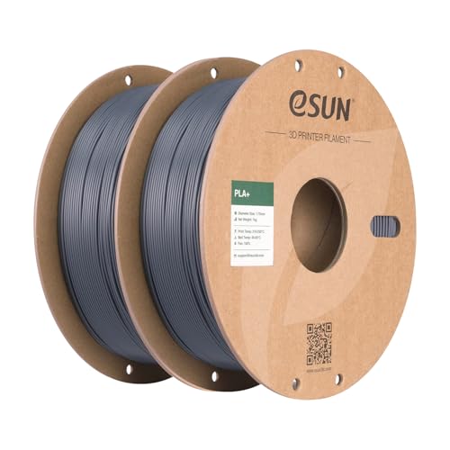eSUN PLA+ Filament 1.75mm, 3D Printer Filament PLA Plus, Dimensional Accuracy +/- 0.03mm, 1KG per Spool, 2 Spools 3D Printing Filament, Grey