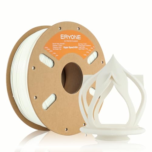 ERYONE High Speed Filament ASA Filament for 3D Printer 1.75mm +/-0.03mm, Rapid ASA 3D Printing Filament, 30-200mm/s Hyper Speed ASA 1kg(2.2LBS)/Spool, White
