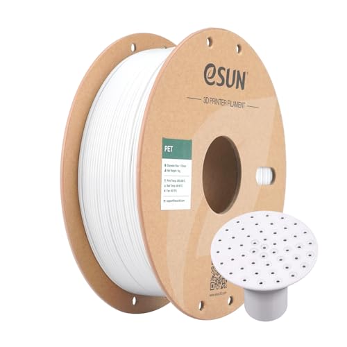 eSUN PET Filament 1.75mm, Heat Resistance High Toughness PET 3D Printer Filament, 1KG Spool (2.2 LBS) 3D Printing Filament for 3D Printers, Solid White