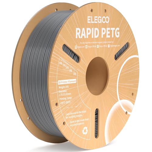 ELEGOO Rapid PETG Filament 1.75mm Space Gray 1KG, High Speed 600mm/s 3D Printer Filament Dimensional Accuracy +/- 0.02 mm, 1kg Cardboard Spool(2.2lbs) Fits for Most FDM 3D Printers