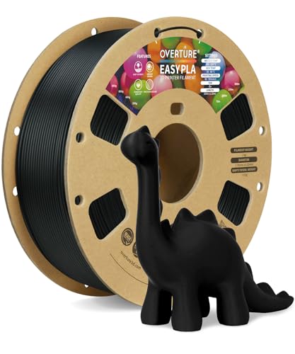 OVERTURE Easy PLA 1.75mm 3D Printer Filament, 1kg PLA Cardboard Spool (2.2lbs), Dimensional Accuracy +/- 0.02mm, Fit Most FDM Printer (Easy Black)