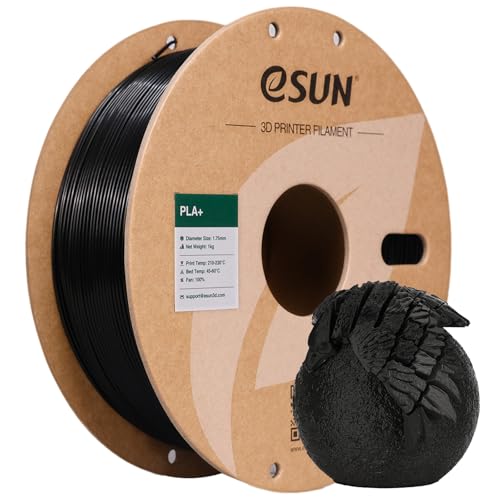 eSUN PLA+ Filament 1.75mm Black 1KG, 3D Printer Filament Dimensional Accuracy +/- 0.03mm, 1kg Cardboard Spool(2.2lbs) 3D Printing Filament, Fits for Most FDM 3D Printers