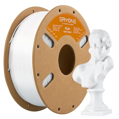 ERYONE High Speed PLA Plus Filament 1.75mm +/- 0.03mm, Rapid Filament PLA+ for Fast Printing, 30-500mm/s 3D Printing Filament PLA Pro Fit Most FDM Printer, 1kg (2.2LBS) / Spool, White