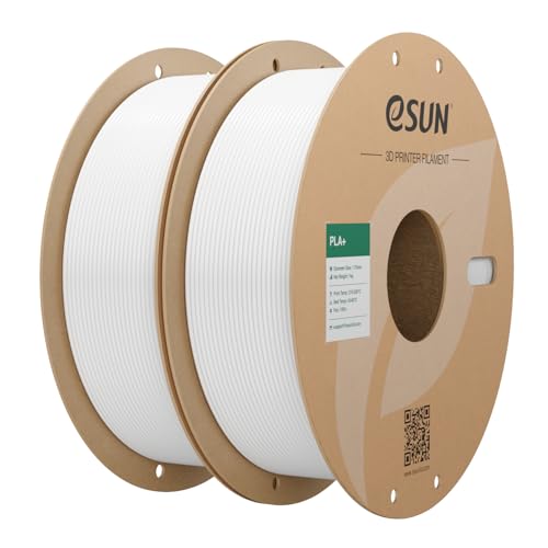 eSUN PLA+ Filament 1.75mm, 3D Printer Filament PLA Plus, Dimensional Accuracy +/- 0.03mm, 1KG per Spool, 2 Spools 3D Printing Filament, Cold White