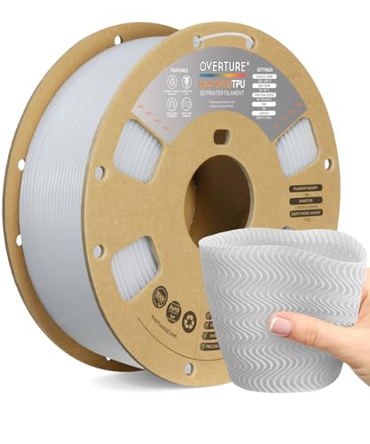 OVERTURE TPU High Speed Filament 1.75mm Flexible Roll, 95A Soft 3D Printer Filament, 1kg Spool (2.2 lbs), Fit Most FDM Printer (HS TPU White)