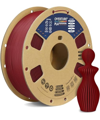 OVERTURE PLA Plus (PLA+) Filament 1.75mm, Stronger & More Durable, Professional Toughness 3D Printer Filament 1kg (2.2lbs), High Precision +/- 0.02mm, Tangle-Free(Wine)