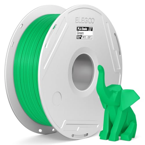 ELEGOO PLA Basic Filament with Reusable Spool Green 1KG, 1.75mm PLA 3D Printing Filament 2.2lbs High Dimensional Accuracy, Easy Installation Detachable Spool Fits for Most 3D Printers