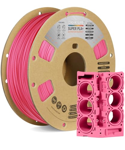 OVERTURE Super PLA+ Filament 1.75mm, Toughness Enhanced PLA Plus, Professional Toughness 3D Printer Filament 1kg (2.2lbs), High Precision +/- 0.02mm (Pink)