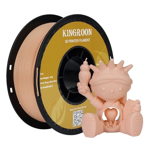 Kingroon PLA Filament 1.75mm 3D Printer Filament 1kg Pla Filament Dimensional Accuracy +/- 0.03mm, Fit Most FDM Printer,Skin