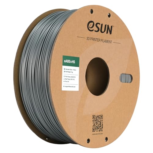 eSUN High Speed ABS+ Filament 1.75mm, Excellent Layer Adhesion 3D Printer Filament Speedy ABS Plus for Fast Printing, 1KG Spool (2.2 LBS) 3D Printing Filament for 3D Printers, Silver
