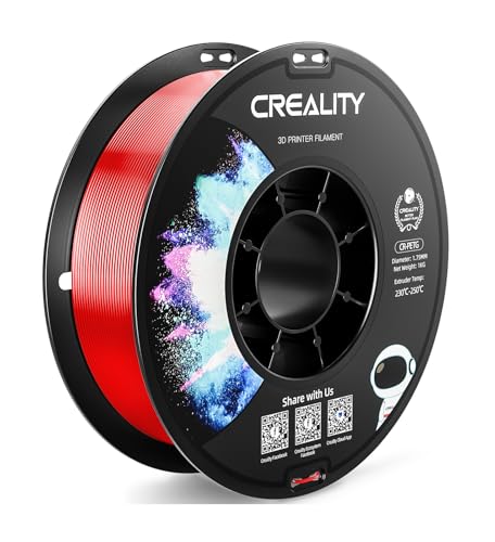 CREALITY PETG Filament 1.75mm 3D Printer Filament, 1kg (2.2lb) Neatly Wound Spool, Dimensional Accuracy ±0.03mm, 2024 Latest Batch, Fit for Ender, Bambu Lab, Anycubic,ELEGOO FDM Printers, Red