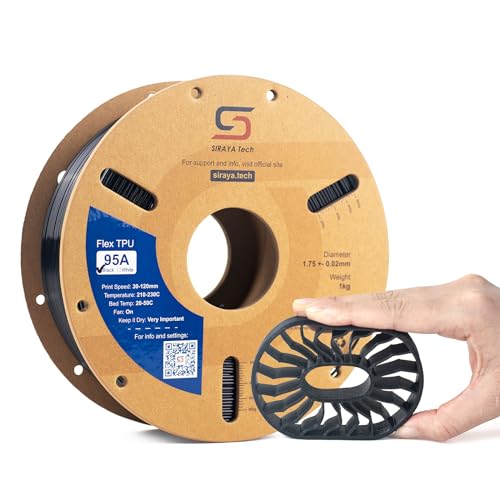 Siraya Tech Flex TPU 95A 3D Printer Filament, ISO 10993 Tested, Black, 1kg