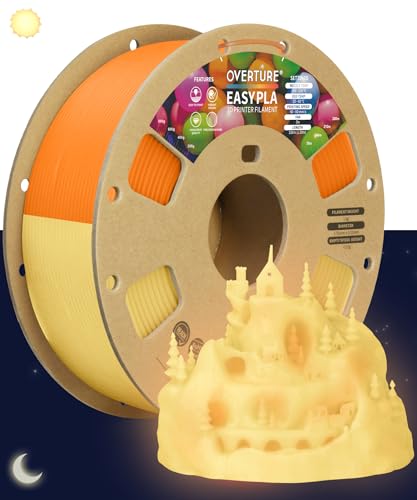 OVERTURE Glow PLA Filament 1.75mm 3D Printer Filament, 1kg Spool (2.2lbs), Dimensional Accuracy +/- 0.02 mm, Fit Most FDM Printer (Glow Orange)