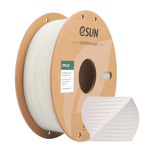 eSUN TPU LW Flexible 3D Printer Filament, 1.75mm 0.75KG Spool High Resilience Lightweight Foaming Matte Finish Soft TPU Filament for 3D Printers, White
