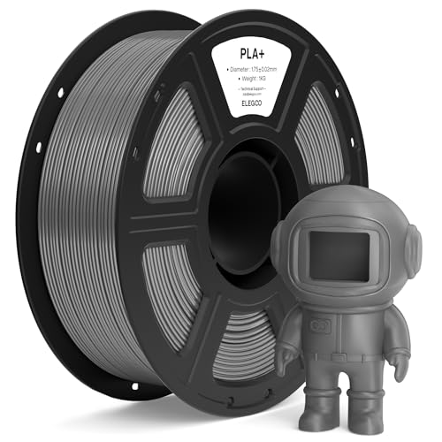 ELEGOO PLA+ Filament 1.75mm Space Gray 1KG, Tough PLA Plus 3D Printer Filament Dimensional Accuracy +/- 0.02mm, 1kg Spool(2.2lbs) Fits for Most FDM 3D Printers