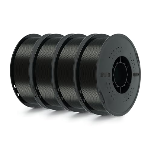Kingroon 4KG Black PLA Filament 1.75mm 3D Printer Filament Pla Filament Dimensional Accuracy +/- 0.03mm, Fit Most FDM Printer, 1KG X 4 Spools