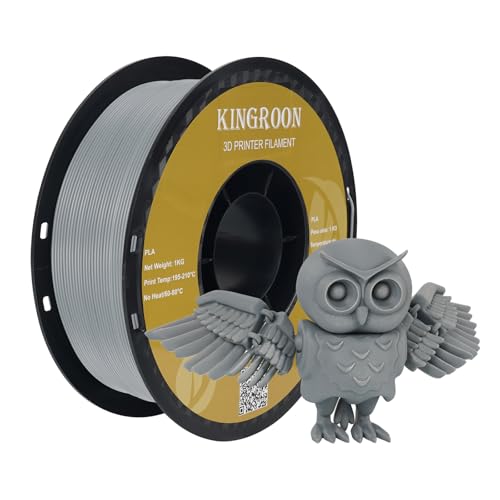 Kingroon Silver Grey Pla Filament 1.75mm±0.03mm 2.2lbs,No Clogging Tangle-Free Vacuum Sealed,3D Printing Filament Low Warping Easy to Print for FDM 3D Printers