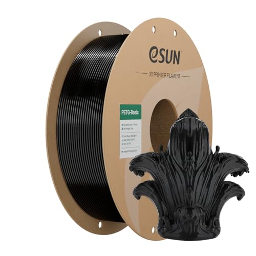 eSUN PETG Basic 3D Printer Filament 1.75mm, High Toughness & Glossy Finish Black PETG Filament, Dimensional Stable, 1kg (2.2lbs) Spool for FDM Printers