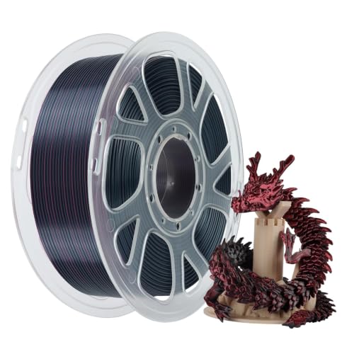 Kingroon PLA 3D Printer Filament, Dual Color Silk PLA Filament, Dimensional Accuracy +/- 0.03 mm, 1kg Spool(2.2lbs), 1.75 mm, Black Red