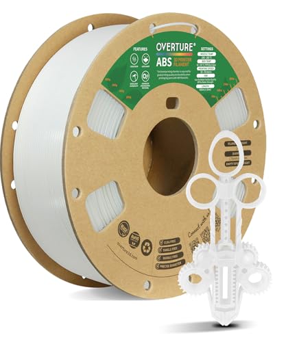 OVERTURE ABS Filament 1.75mm, High Strength & Heat-Resistant 3D Printer Filament, Low Warping, Excellent Durability, ABS 1kg (2.2lbs) Cardboard Spool, High Precision +/- 0.02mm (White 1-Pack)