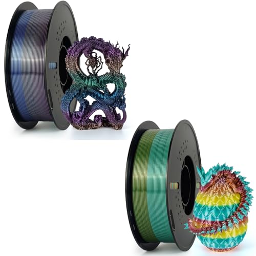 Kingroon Silk PLA Filament 1.75mm Rainbow Color Changing Filament 3D Printer Filament 2kg Dimensional Accuracy ±0.03mm,Fit Most 3D Printer